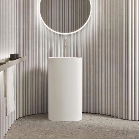 NOORTH milldue edition TUBE Раковина 48х38xh87 напольная из Ceramilux, слив в стену, без отв., без перелива, цвет: белый матовый