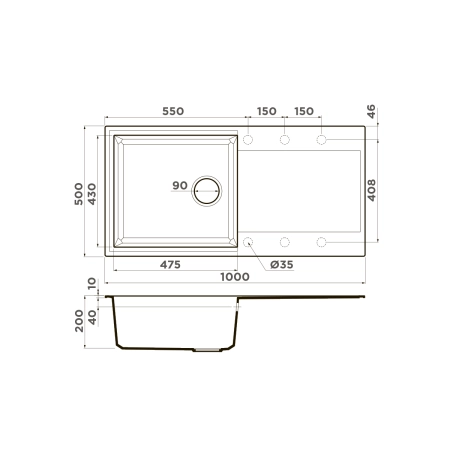 Кухонная мойка Omoikiri Sakaime 100-PL Tetogranit/платина 4993891