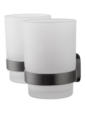 Два стакана для зубных щеток с держателем WONZON & WOGHAND GRAFFITY, Темный графит (WW-9328-GM)