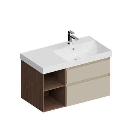 Тумба Kerama Marazzi CUBO КУБО CUB.90.2Rh\LIM.N правая подвесная с ящиками 90, лимо матовая-древесная