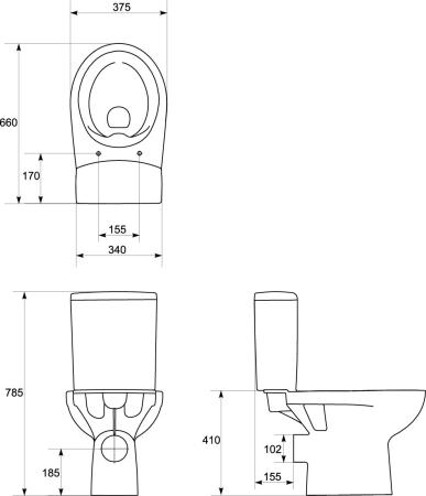 Унитаз Cersanit NATURE S-KO-NTR011-3/5-COn-DL-w безободковый, сидение дюропласт микролифт