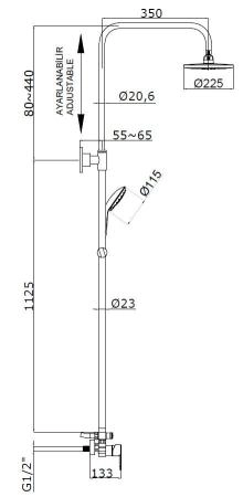 Душевая система AZARIO TEVIS со смесителем для душа, хром (AZ-15780161)