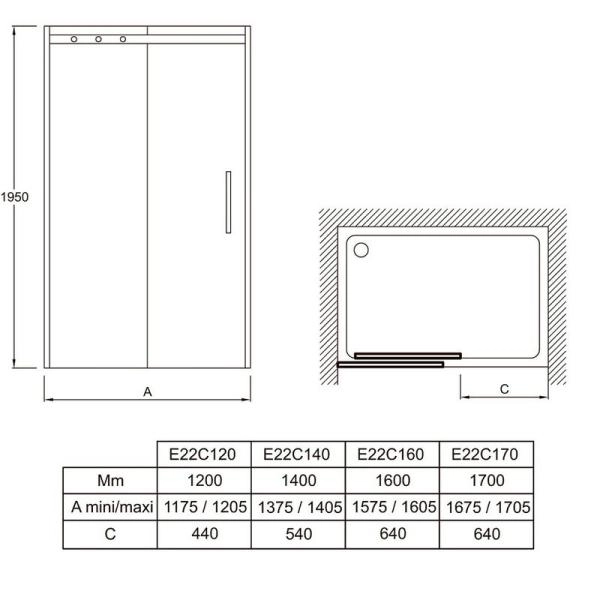 Душевая дверь Jacob Delafon CONTRA E22C160-GA 160 см