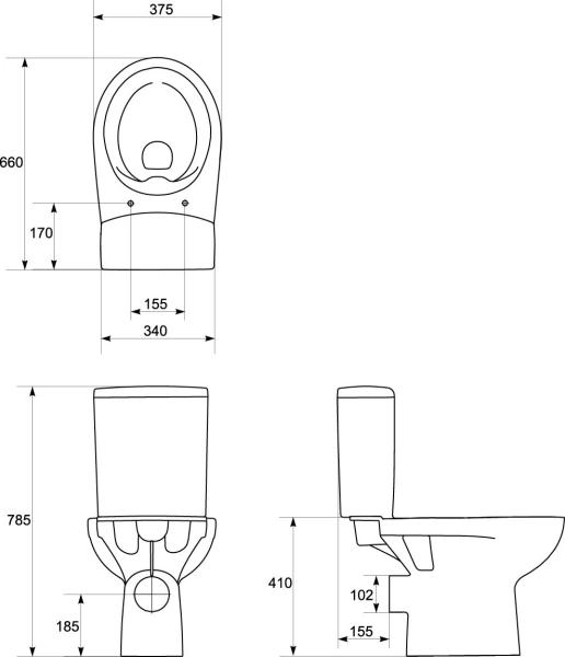 Унитаз Cersanit NATURE S-KO-NTR011-3/5-COn-DL-w безободковый, сидение дюропласт микролифт