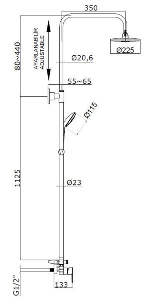 Душевая система AZARIO TEVIS со смесителем для душа, хром (AZ-15780161)