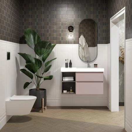 Тумба Kerama Marazzi CUBO КУБО CU.90Rh\MAL правая подвесная с ящиками 90, мальва матовая-древесная