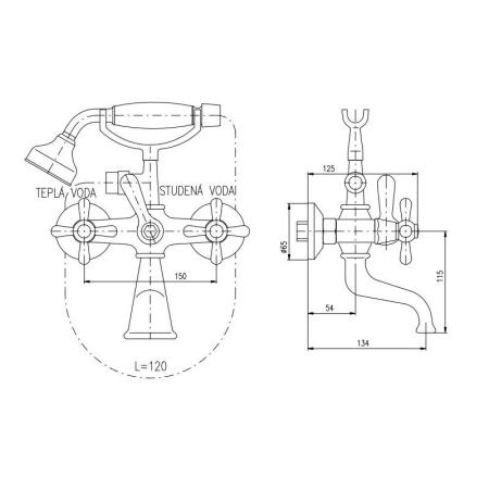 Смеситель Rav Slezak MORAVA RETRO MK459.5/2SM для ванны, цвет Бронза классический с головным душем