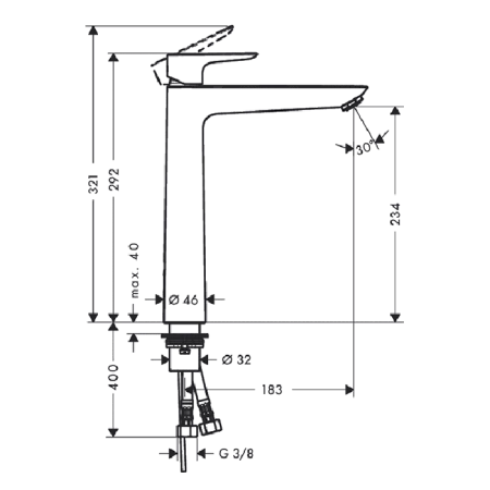 Hansgrohe Talis E Смеситель для раковины 240, однорычажный, без сливного гарнитура, цвет: хром