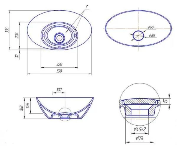 Раковина Dreja ТРИУМФ 56 на столешницу