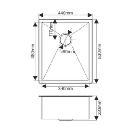 Мойка Melana ProfLine H4453 44x53 3,0/200 сатин врезная прямоугольная