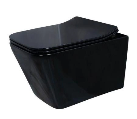 Унитаз Gid Tr2144BL 52 см подвесной безободковый микролифт черный глянцевый