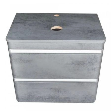 Тумба подвесная Style Line Атлантика 80, Люкс бетон темный, (2 ящ.), со столешницей МДФ, PLUS