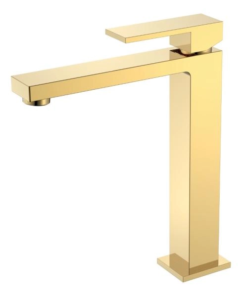 Смеситель для умывальника Boheme высокий Qubic Shine Gold 472-G