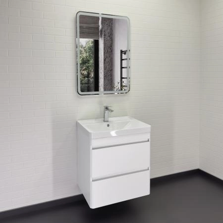 Тумба с раковиной Comforty Енисей-60П2 00-00021337 подвесная белый глянец с раковиной 4460