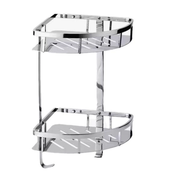 Полка для ванной 2-х ярусная угловая WONZON & WOGHAND, Хром (WW-4142)