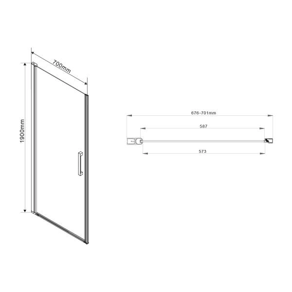 Душевая дверь Vincea Orta VPP-1O700CH-L, 700, хром, стекло шиншилла, левая