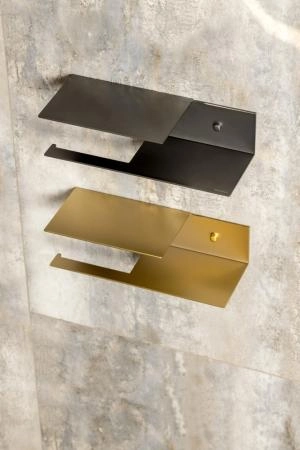 Держатель для туалетной бумаги Boheme c полкой Qubic Matt Gold 10721-2-MG