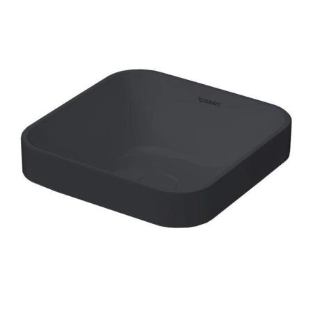 Duravit Happy D.2 Plus Раковина 40х40см, без отв., без перелива, с выпуском с керамической крышкой, WonderGliss, цвет: Anthracite matt