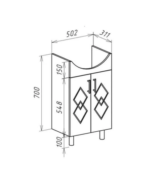 Тумба под раковину Bellezza Элеганс 55 напольная белая