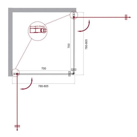 Душевой уголок BelBagno ETNA 80x80 прозрачное стекло 6 мм профиль хром ETNA-A-2-80-C-Cr