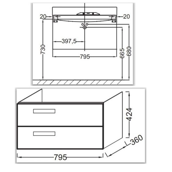 Тумба под раковину Jacob Delafon RYTHMIK EB1302-E10 80 см цвет квебекский дуб