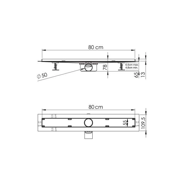 Душевой лоток Vincea SAY ALMIRA -S 602.80.S.U, 80 см, под плитку