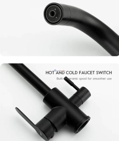 Смеситель для кухни Frap F43801-6 с краном для фильтр/воды черный