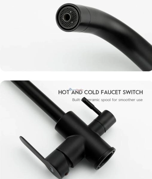 Смеситель для кухни Frap F43801-6 с краном для фильтр/воды черный