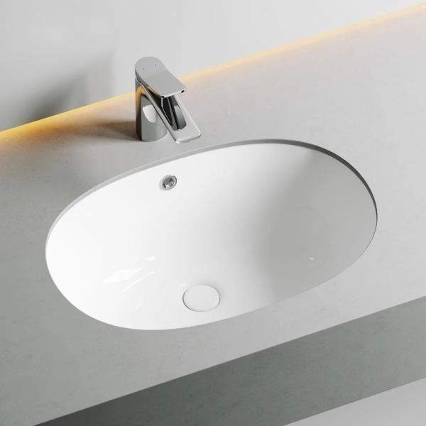 Умывальник овальный встраиваемый под столешницу Element 565x385x210мм, с крепежом и шаблоном для установки