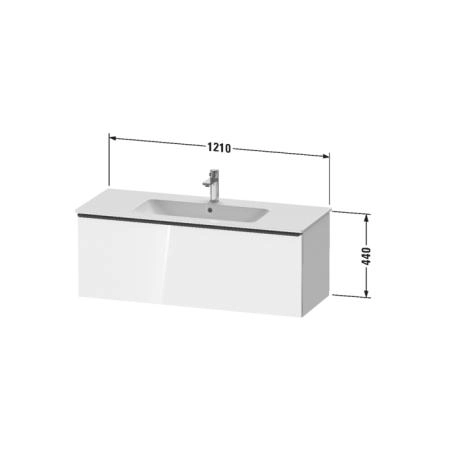 Duravit D-Neo Тумбочка подвесная 121х44x46.2см., раковина, 1 ящик, цвет: Black Oak