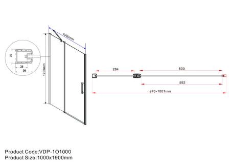 Душевая дверь Vincea Orta VPP-1O100CL, 1000, хром, стекло прозрачное