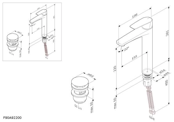 Смеситель для раковины AM.PM Gem F90A92200 хром