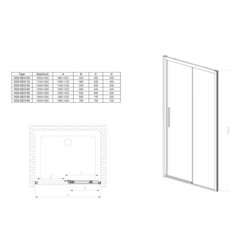 Душевая дверь Vincea Soft VDS-3SO110CLB, 1100, черный, стекло прозрачное