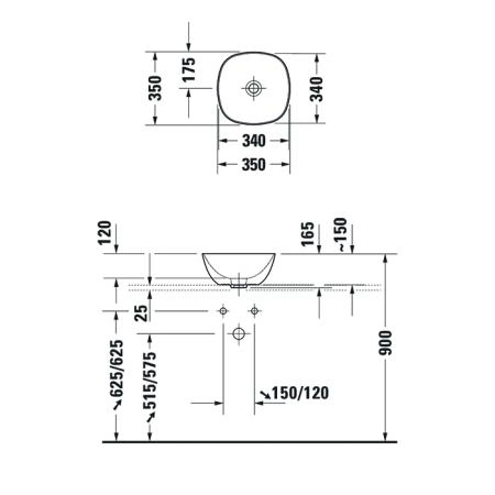 Duravit Aurena Раковина накладная 35x35см., без отв, сифон, HygieneGlaze, цвет: белый глянец