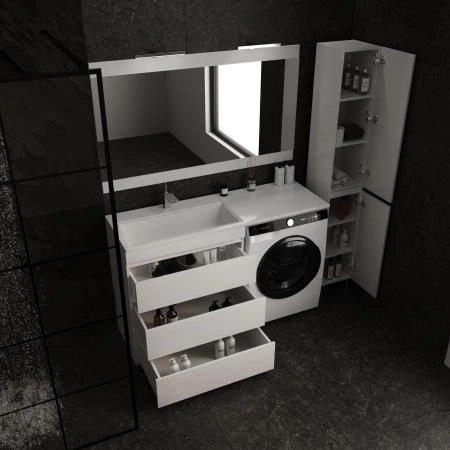 Тумба напольная Style Line Даллас 140, 3 ящика, Люкс белая