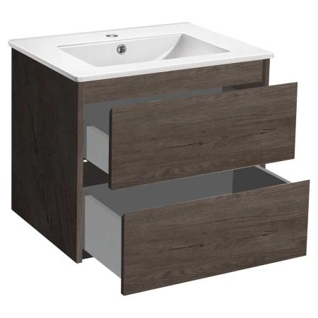 Тумба под раковину Vincea Gio 600 подвесная, 2 выкатных ящика soft-close, R.Oak