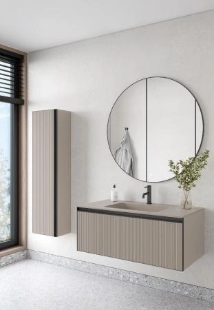 QUATRO 1 100CM Тумба без раковины Boheme рифл DAPHNE профиль ANTHRACITE с подсветкой внутри 790-M1-100-D-RIB-A-LED