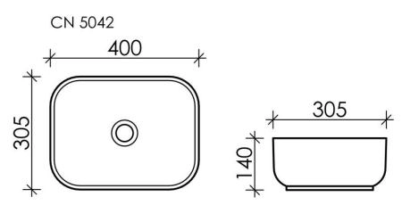 Умывальник чаша накладная прямоугольная Element 400x305x140мм