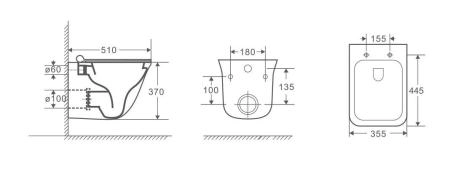 Унитаз Grossman GR-4413S (510*355*370) подвесной безободковый с тонкой крышкой