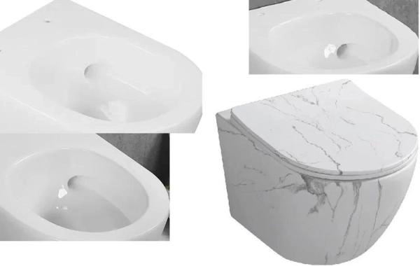 Унитаз Cerutti SPA SELLA Aria Tornado MMW подвесной безободковый белый мрамор матовый со смывом торнадо CT9532 (490х370х370)