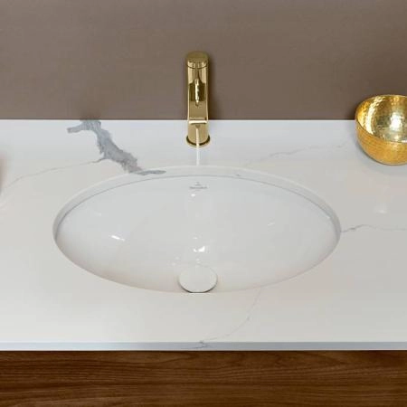 Villeroy&Boch Evana Раковина 50х35х22см., без отв., встраиваемая под столешницу, с переливом, с крепежом, цвет: альпийский белый