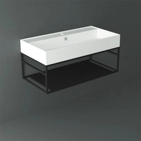Simas Agile Структура металлическая 91x46xh28см, подвесная, для раковины с 1 отв., AG91, с 1 полкой, цвет: черный матовый
