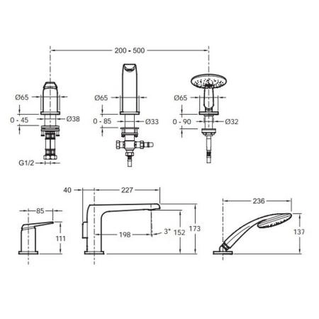 Смеситель Jacob Delafon AVID E97360-CP на борт ванны хром