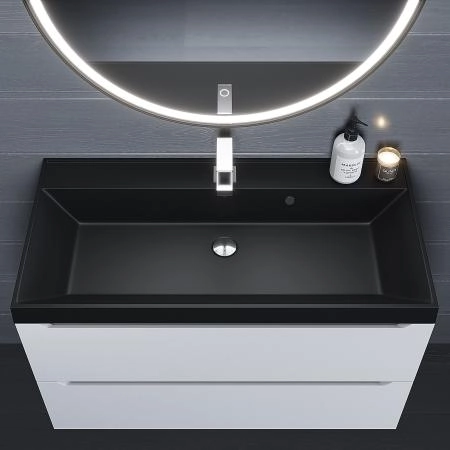 Раковина кварцевая Uperwood Classic Quartz 90 см, черная матовая, уголь