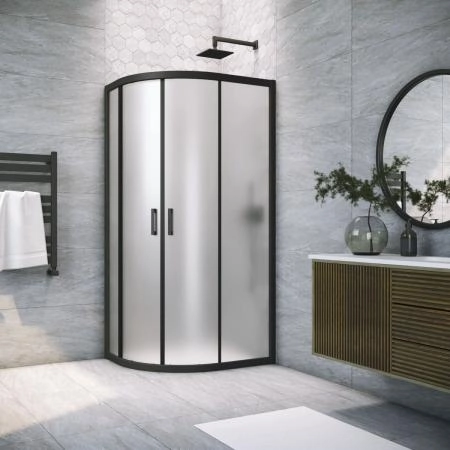 Душевой уголок Vegas-glass ZS-F NOVO h2000 110*80 02М 10, профиль черный матовый, стекло сатин
