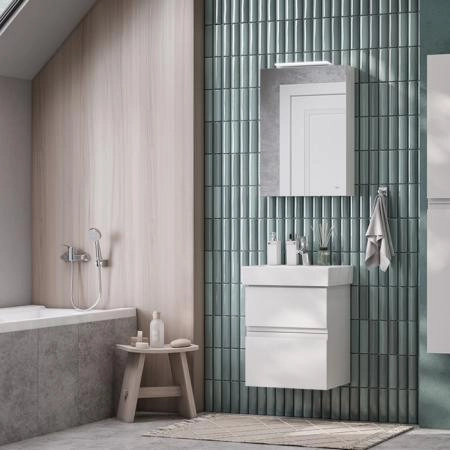 Roca Oleta Зеркальный шкаф 50х70см, DX, c LED-светильником, цвет: белый матовый