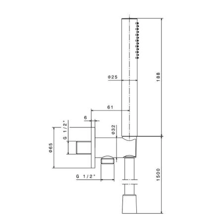 Newform X-Steel 316 Ручной душ, кронштейн-уголок 1/2", шланг: 150 см, цвет: нержавеющая сталь