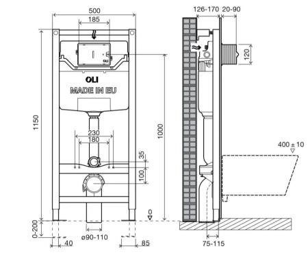 Инсталляция OLI OLI120 100409m, механическая, метал. Крепления