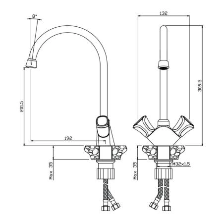 Смеситель OLIVES Vasco 27430VS для кухни хром