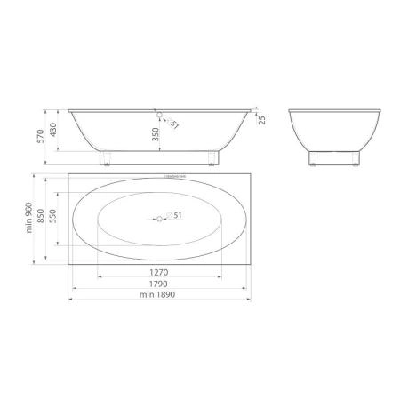 Ванна AquaStone Мальта 189х96 иск. камень